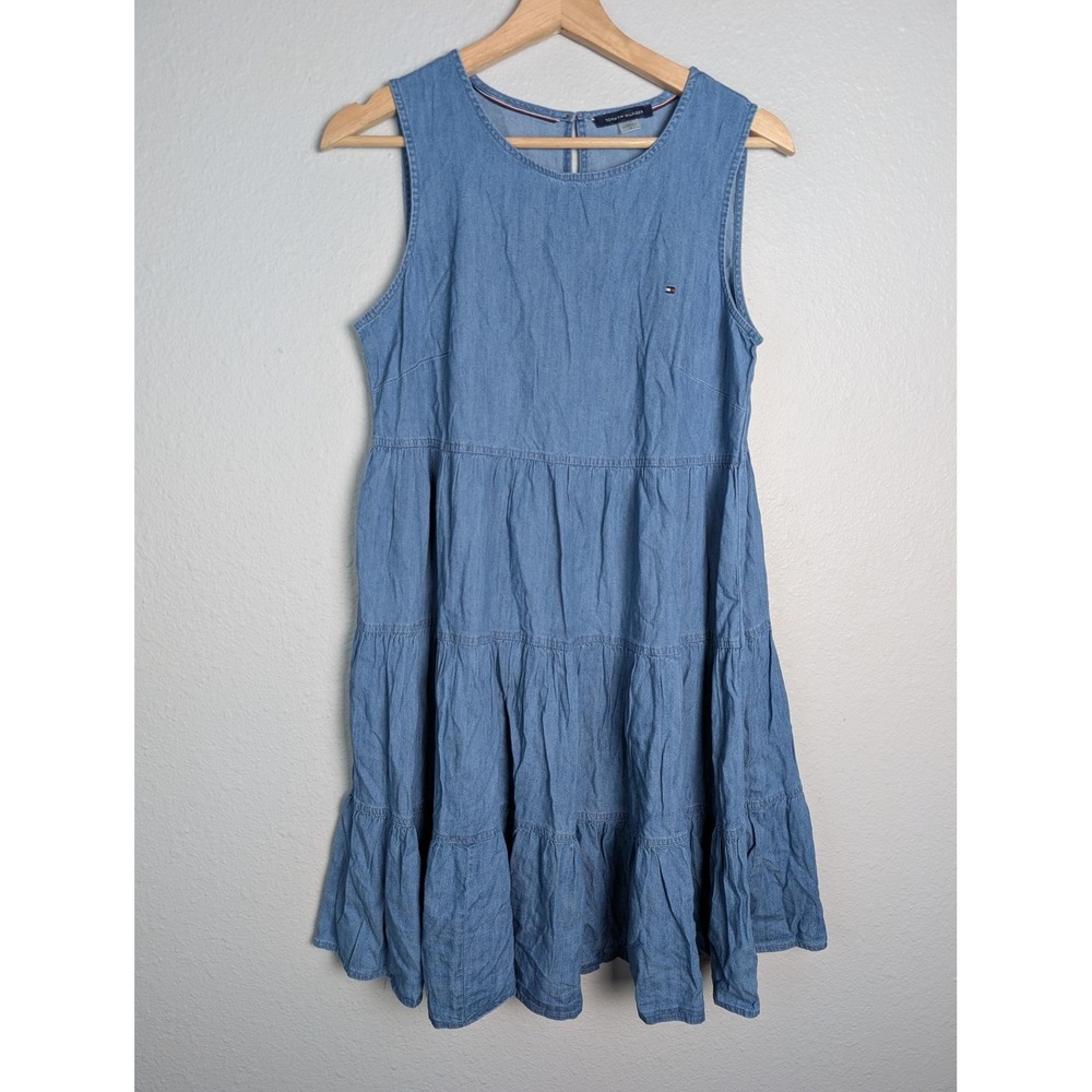 NWT Tommy Hilfiger Dress Womens 6 Blue Knee Length Sundress Chambray Sleeveless